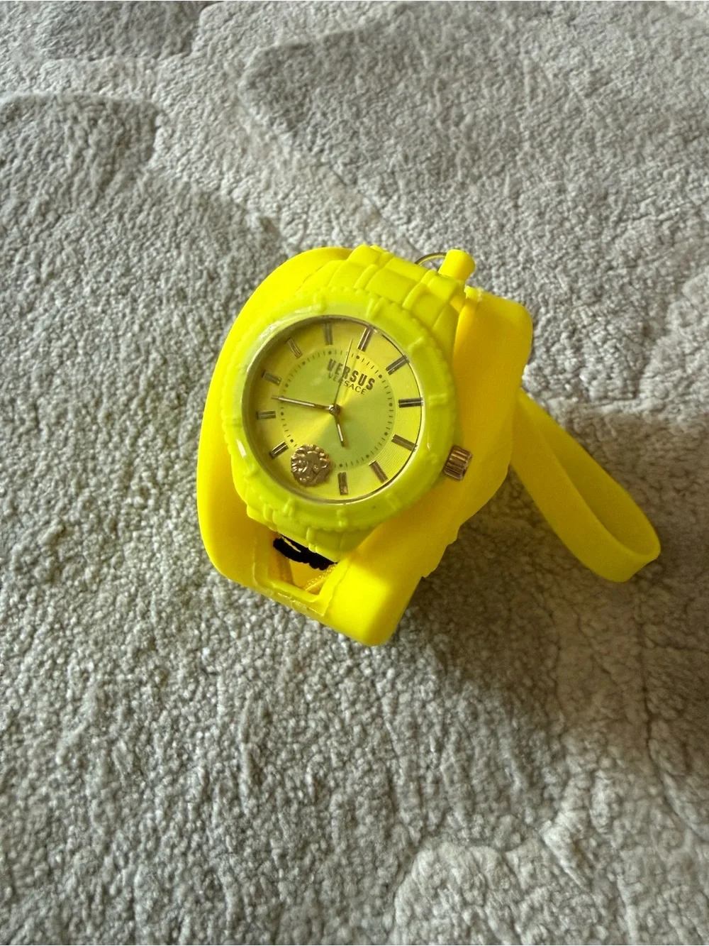 Versus Versace Neon Yellow Silicone Lion Watch and Round Case
